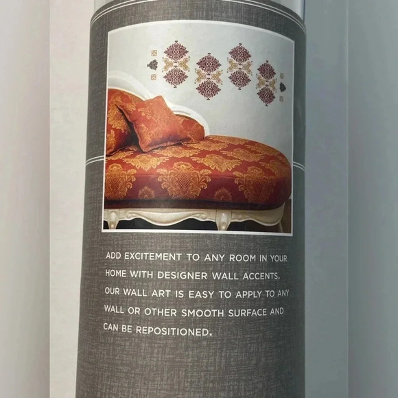 Designer Wall  Accents - Gold Metallic and Red Mosaic Design - Wall Stckers. - Picture 3 of 7